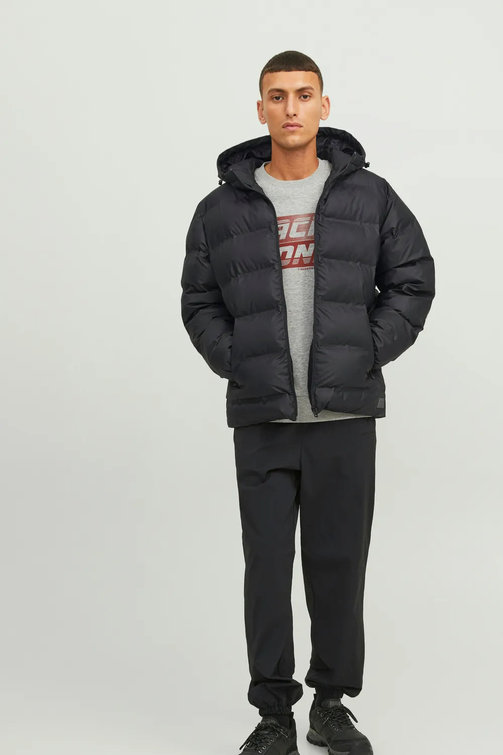 JACK JONES Erkek Siyah Püsküllü Mont 12239020