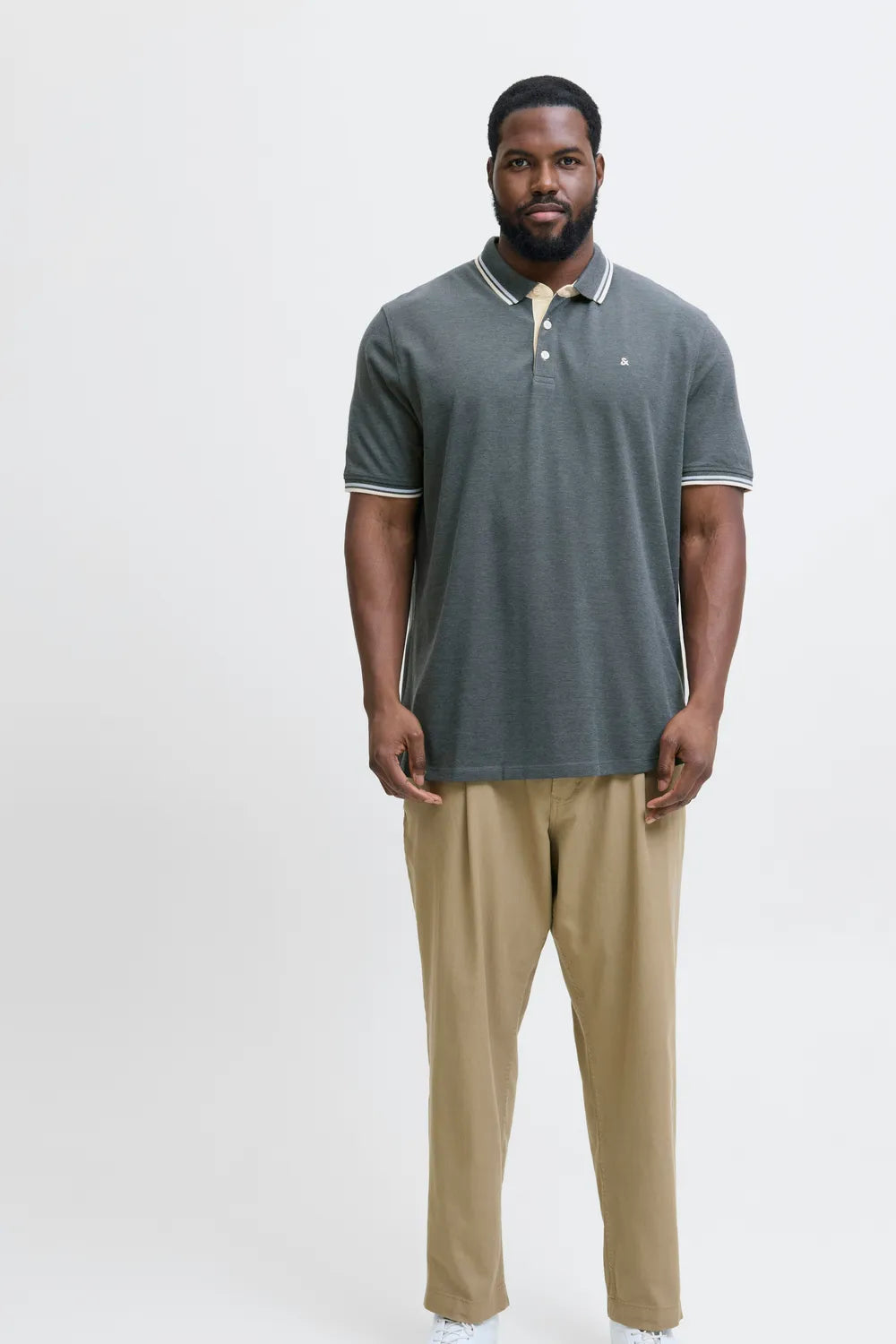 Jack&Jones Plus Erkek Koyu Gri Polo 12143859