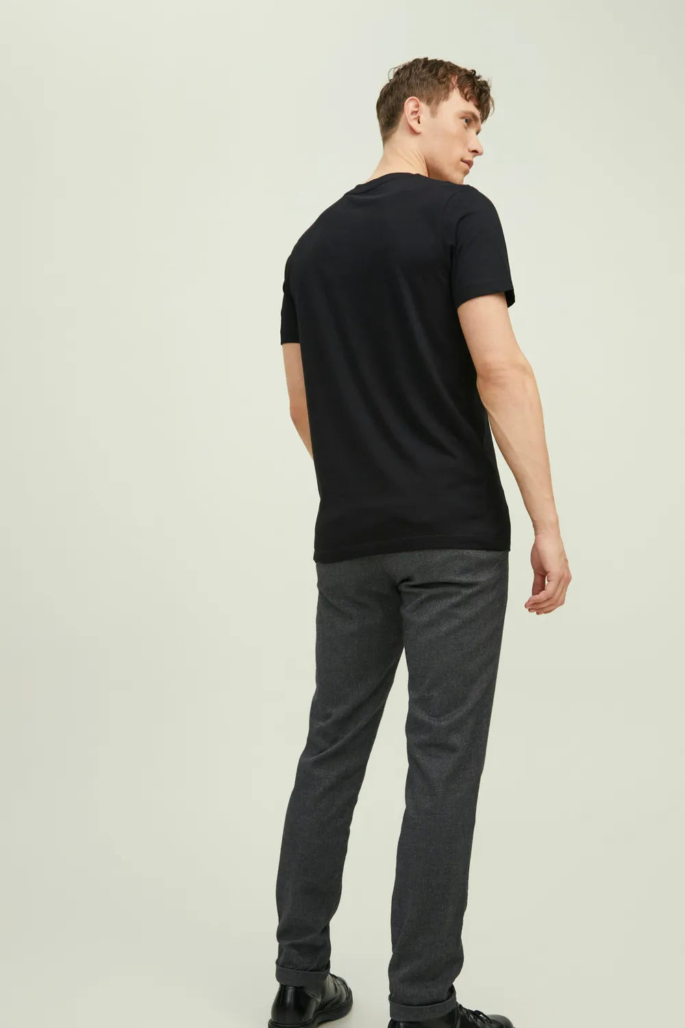JACK JONES Erkek SİYAH Pamuklu Tişört 12217167
