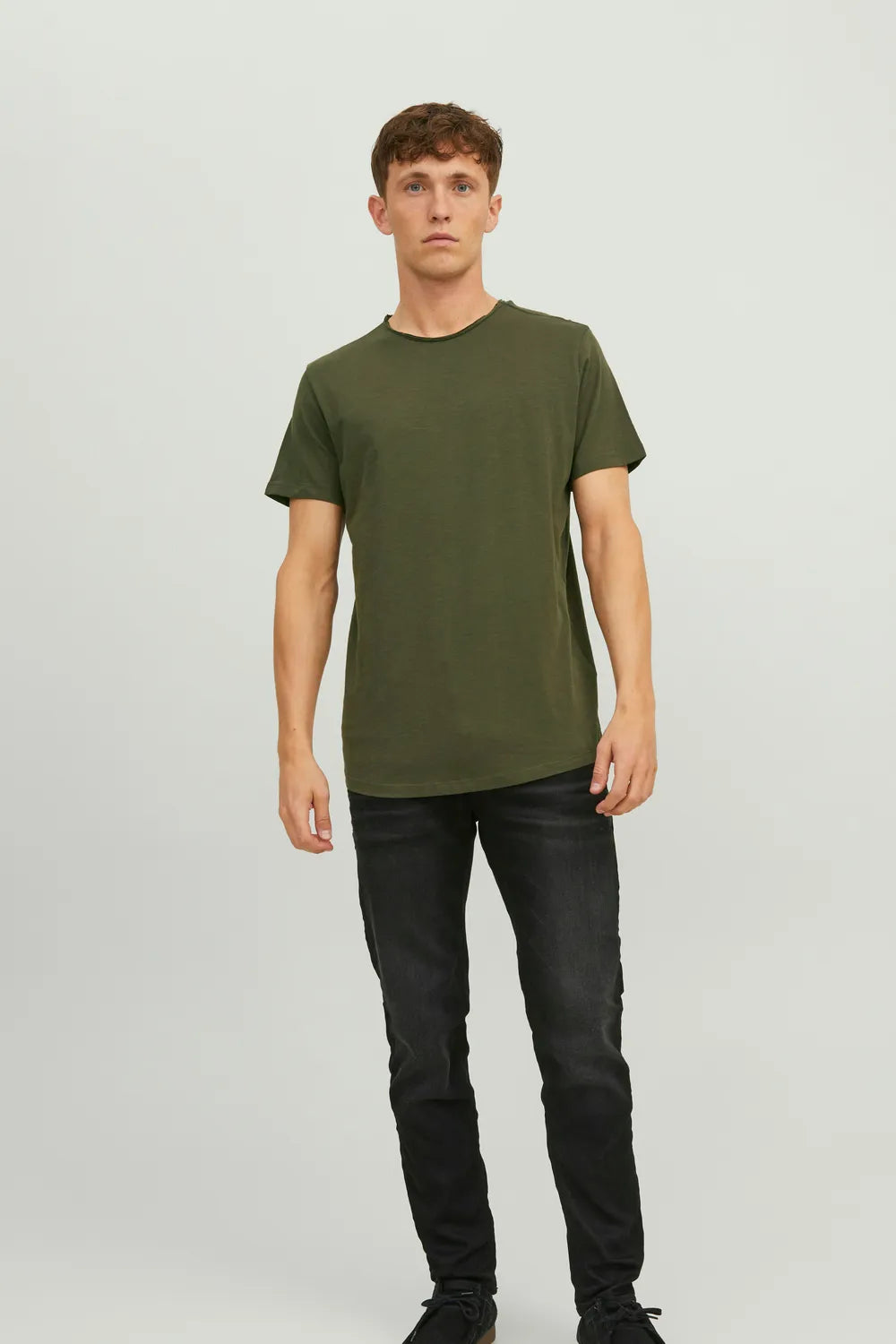 Jack Jones Erkek Jjbasher Bisiklet Yaka Yeşil Tişört  12182498