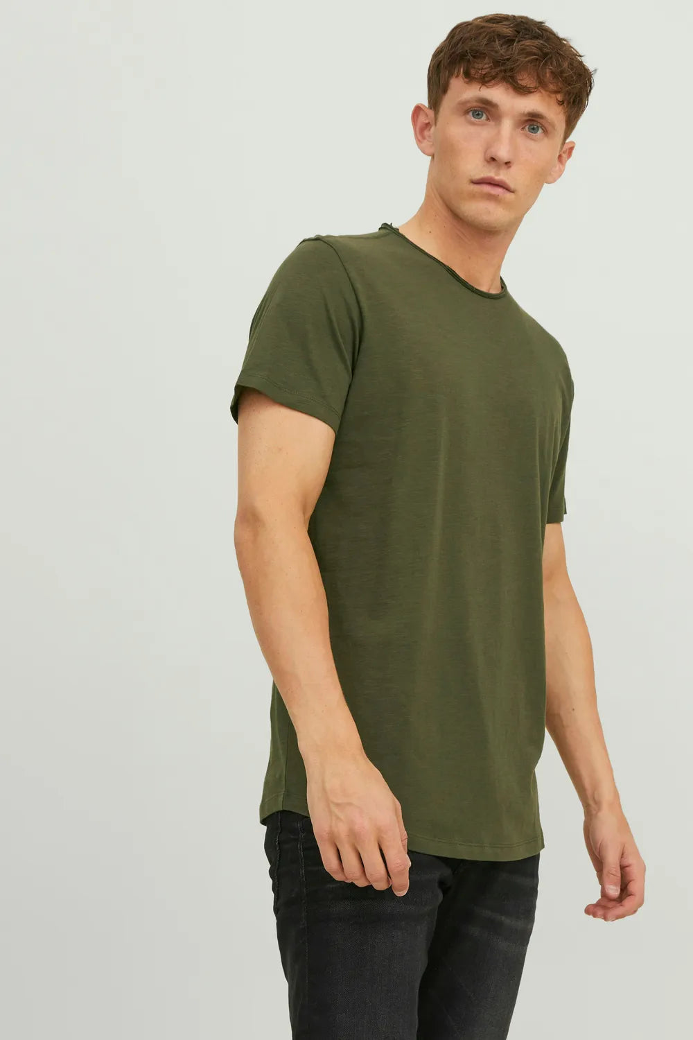 Jack Jones Erkek Jjbasher Bisiklet Yaka Yeşil Tişört  12182498