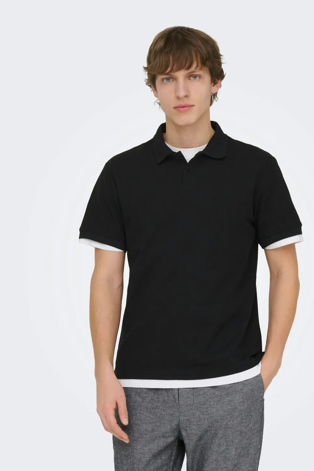 ONLY & SONS Erkek Siyah Polo Tişört 22035825