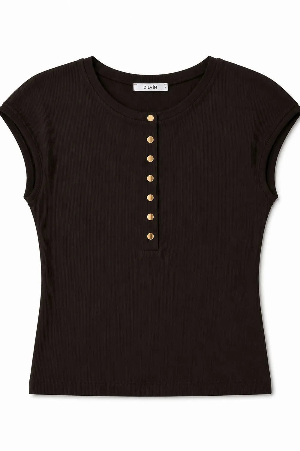 Di̇lvi̇n Düğmeli Kısa Kollu Koyu Kahverengi̇ Atlet 3188734