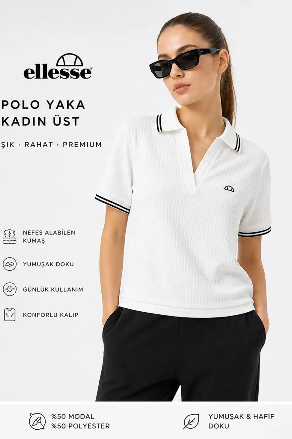 Ellesse Kadın Beyaz Polo Tişört 6SF5005