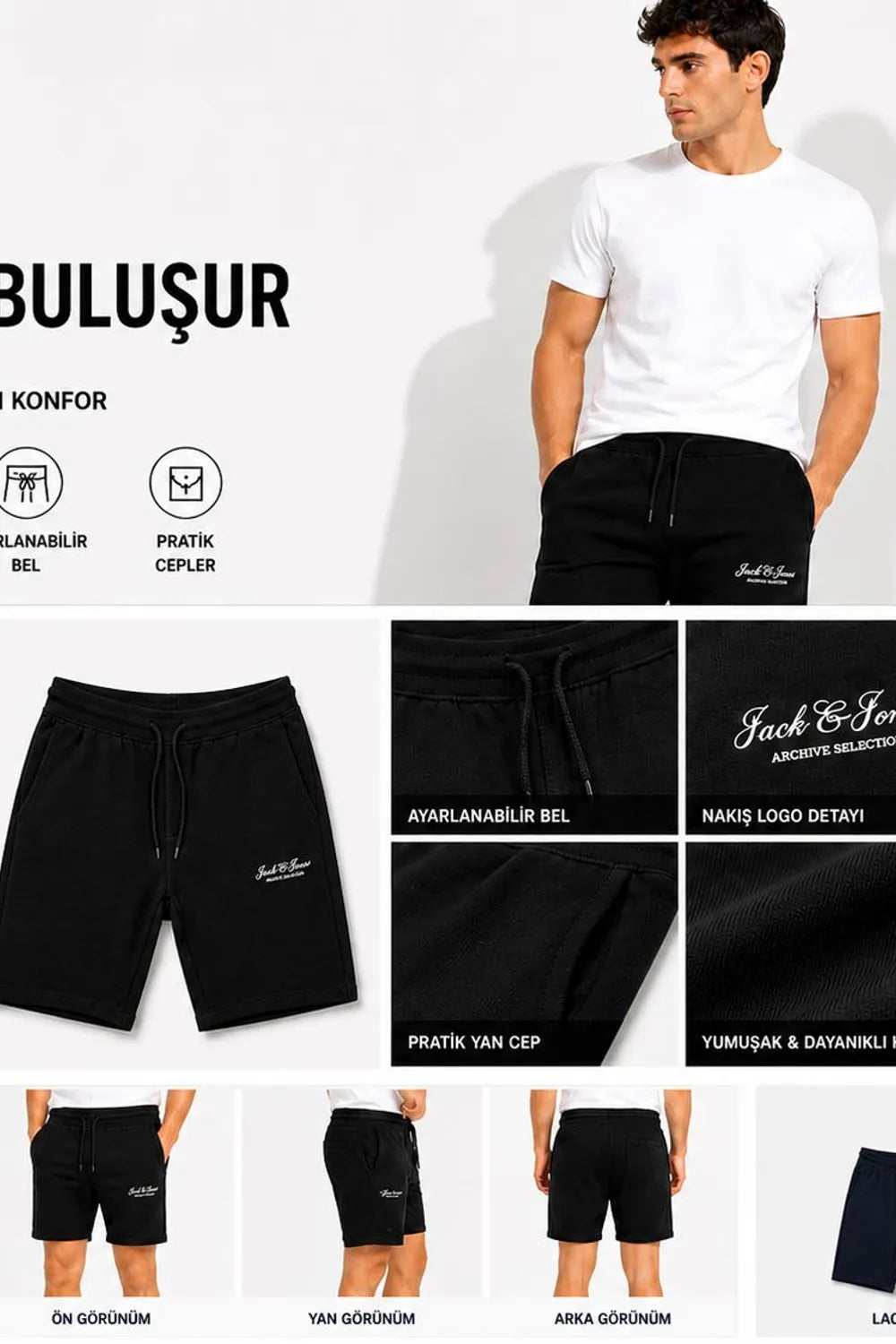 Jack&Jones Erkek Siyah Şort 12288638
