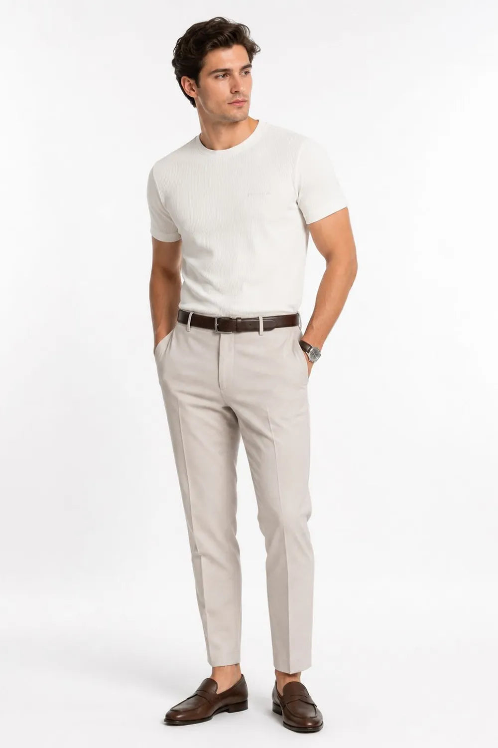 Pierre Cardin Erkek Ekru T-shirt