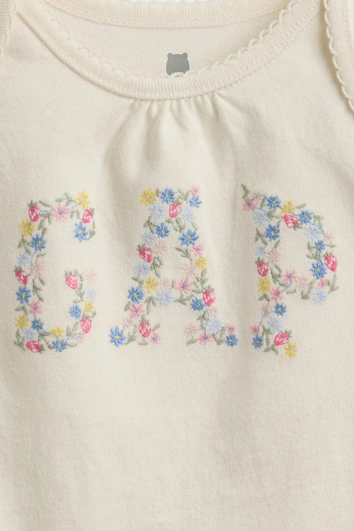 Bebek | Organik Pamuk Floral Logo Bodysuit