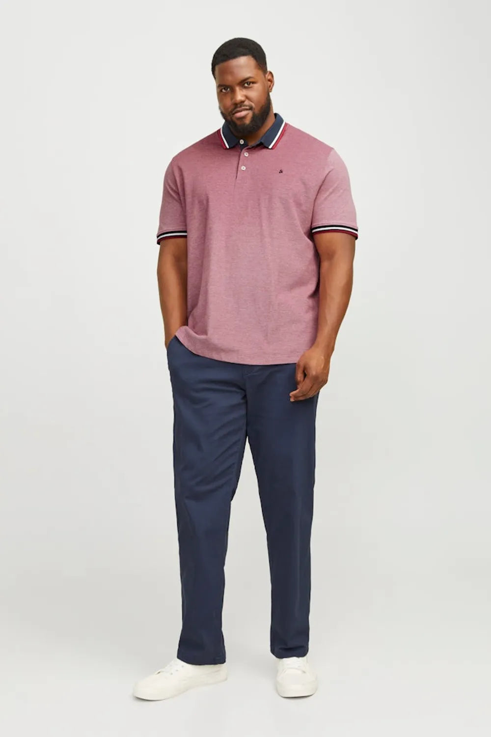 Jack Jones Erkek Pamuklu Kırmızı Polo Yaka Büyük Beden Tişört 12143859