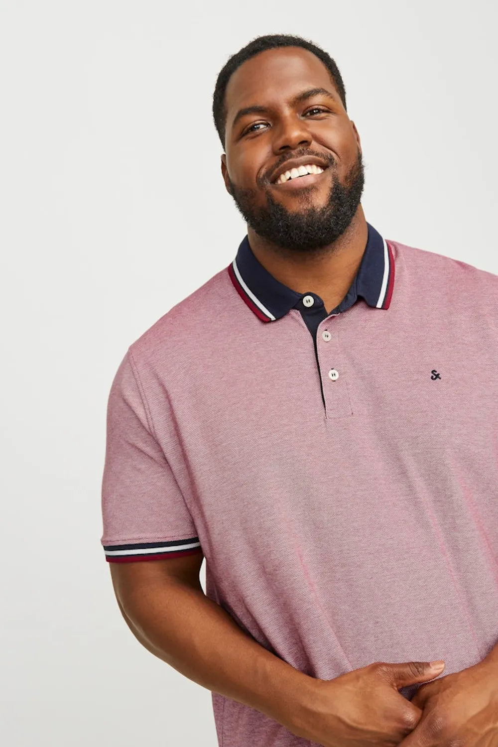 Jack Jones Erkek Pamuklu Kırmızı Polo Yaka Büyük Beden Tişört 12143859