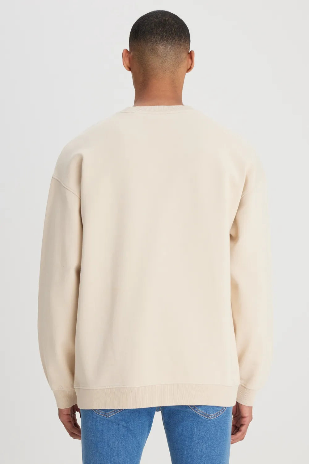 Riders by Lee  Erkek Loose Fit Rahat Kesim Bisiklet Yaka %100 Pamuk Ekru Sweatshirt L241469NQE
