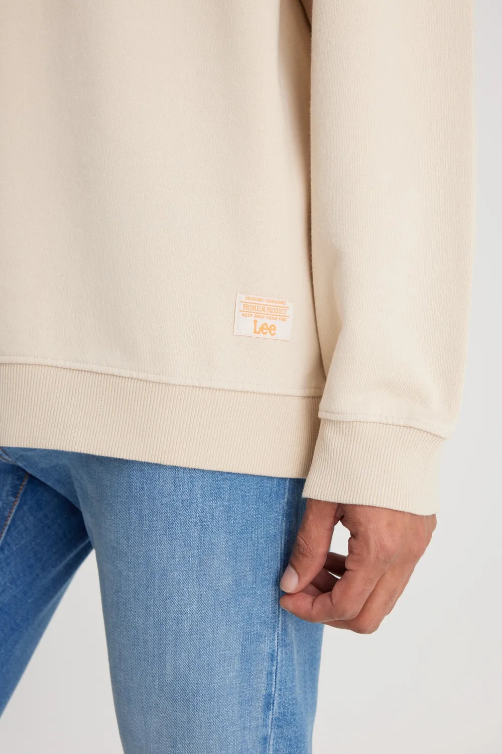 Riders by Lee  Erkek Loose Fit Rahat Kesim Bisiklet Yaka %100 Pamuk Ekru Sweatshirt L241469NQE